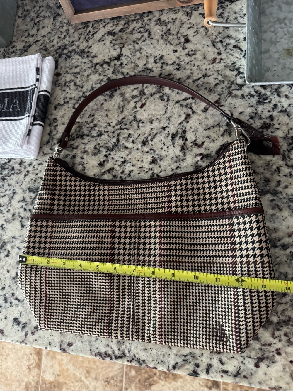 Ralph Lauren NWOT- 🍁Houndstooth Shoulder Bag in Brown and Cream